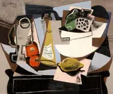 Emil Filla, Still life with a lemon, bottle of olive oil, bell peppers and a bowl of vegetables