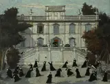 Nino Caffè, A break from prayers, oil on panel