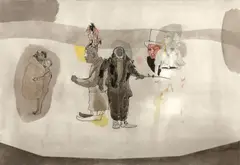 Domadora y Payasos by Jorge Castillo, 1978, pencil, watercolor and ink on paper, offered Nov 2009