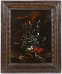 Otto Marseus van Schrieck, Forest Still Life with a Lizard, Butterflies and Birds, 17th century, Oil on canvas