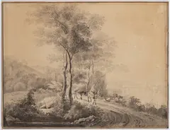 Antonín Karel Balzer, Meeting on the Road, 1790, Ink and wash on paper
