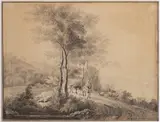 Antonín Karel Balzer, Meeting on the Road, 1790, Ink and wash on paper