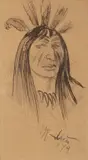 Mikoláš Aleš, Portrait of a Native American, 1879, Ink on paper