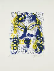 Jonathan Meese, Saint Just, 2008, Farblithografie auf BFK RIVES (Wasserzeichen)