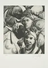 Jonas Burgert, Fein Sie (Aus: Ngorongoro II), 2018, Heliogravure auf Velin