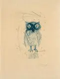 La chouette bleue by Salvador Dalí, 1968, Farbradierung auf Japan, sold Jan 2025