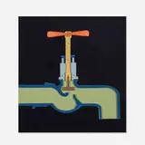 Lew Carson, First Faucet, c. 1968, painted wood, MDF, and plastic mounted to board