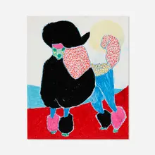 Greening Poodle by the Sea by Susumu Kamijo, 2017, pastel pencil and oil crayon on paper, sold Feb 2023