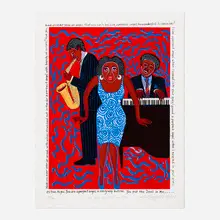 Faith Ringgold, Mama Can Sing You Put the Devil in Me, 2004, screenprint in colors