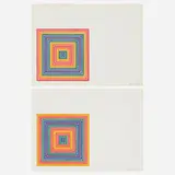 Cipango; Louisiana Lottery Co. (two works from the Multicolored Squares I series) by Frank Stella, 1972, lithograph in colors on J. Green mould-made, sold Jan 2023
