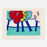 Roy Lichtenstein, Illustration for Or automnal: arrière-saison en nouvelle Angleterre (from the La nouvelle chute de l'Amérique portfolio), 1992, etching and aquatint in colors on Japan nacré