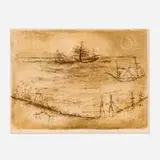 Marine by Zao Wou-ki, 1952, lithograph in colors, sold Feb 2025