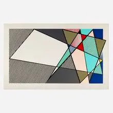 Roy Lichtenstein, Imperfect 58" x 92 3/8" (from the Imperfect series), 1988, screenprint and woodcut in colors with collage on Archivart 4-Ply Museum Board