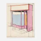 Christo, Pink Store Front, Project (from the Marginalia, Homage to Shimizu portfolio)