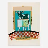 Robert Rauschenberg, Cow Chow (from the Chow Bags series), 1977, screenprint in colors with collage and plastic twine