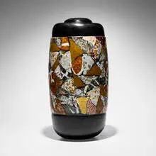 Tall Mosaico vase by Massimo Micheluzzi, 2013, hand-blown and carved glass, sold Feb 2025