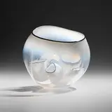 Transparent White Basket Set with Carbon Black Lip Wraps by Dale Chihuly, 2001, hand-blown glass, sold Feb 2025