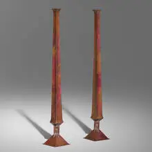 Frank Lloyd Wright, Important weed holders, pair, c. 1895, copper with original brown and red patina