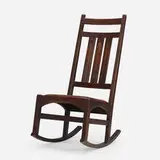 Harvey Ellis for Gustav Stickley, Rare high-back inlaid sewing rocker