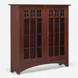 Bookcase, model 704 by Gustav Stickley, 1904-07, oak, glass, sold Dec 2022