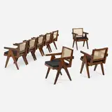 Pierre Jeanneret, Office Cane chairs from Chandigarh, set of eight