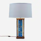 Tiffany Studios and Dunbar, Rare table lamp, c. 1950, Favrile glass tiles, rosewood, brass