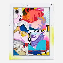 Pose, Tour, 2020, archival pigment print with spray paint and acrylic