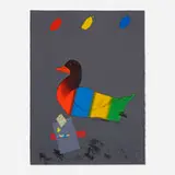 Raymond Saunders, Duck Out of Water (from America: The Third Century portfolio), 1975, lithograph and screenprint in colors with collage on Arches