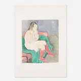 Raphael Soyer, Woman in Red Stockings, 1979, lithograph in colors