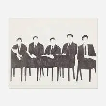 Pat Pickering, Five Men Seated (from Portfolio of Reproductions, by artists in residence in N.J., issued by N.J. Volunteers for McCarthy,1968), 1968, lithograph
