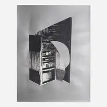 The Wind's Bastinado by Louise Nevelson, 1966, screenprint collage on silver paper, sold Aug 2021