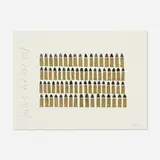 Bullets (from the Bar Mitzvah portfolio) by Donald Sultan, 1999, screenprint in colors with gold leaf, sold Aug 2021