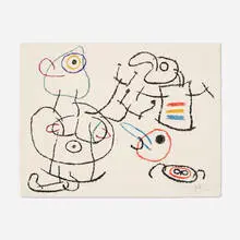 Untitled, Plate 3 (from Ubu aux Baléares) by Joan Miró, 1971, lithograph in colors on Arches, sold Aug 2021