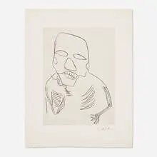 Untitled (Santa Claus IV) by Alexander Calder, 1974, etching on Richard de Bas paper, sold Aug 2021