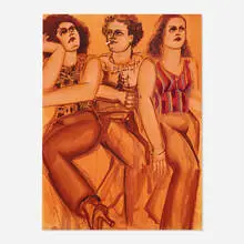 DaVinci's Restaurant by Lester Johnson, c. 1980, lithograph in colors, sold Aug 2021