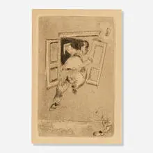 Visit Through the Window (from La Maternité Suite) by Marc Chagall, 1926, etching, sold Aug 2021