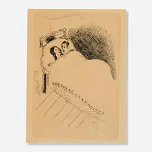 Couple in Bed (from La Maternité Suite) by Marc Chagall, 1926, etching, sold Aug 2021