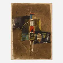 Untitled by Johnny Friedlaender, c. 1973, etching with embossing, sold Aug 2021