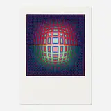 Victor Vasarely, Blue Composition, c. 1980, screenprint in colors