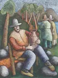 Suzanne O'Driscoll, Untitled, Suzanne O'Driscoll (b.1955) 'Along the Path' oil pastel 76 x 77cm .