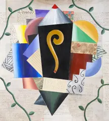 Dan Rizzie, Marfa, 1987, oil and collage on board