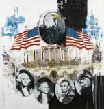 Sidney Randolph Maurer, God Bless America (from the America, America series), mixed media collage on board