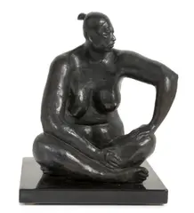 Desnudo sentado by Armando Amaya, bronze with blue green patina, sold Nov 2009