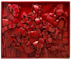 Naum Knop, Untitled (Rojo), c. 1980, polymer on wood relief