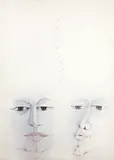 Marco Augusto Quiroa, The Cautious Couple, 1973, oil and cord on canvas