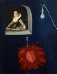 Marco Augusto Quiroa, Joven Estudiosa (from La Pitaya Series), 1973, oil and collage on canvas
