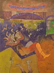 Luis Granda, Levítico, 1992, oil and sand on canvas