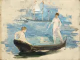 Henry Scott Tuke, R.A., R.W.S., Preliminary Sketch for August Blue, oil sketch on panel