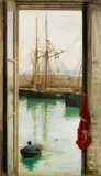 Henry Scott Tuke, R.A., R.W.S., Harbour Dielette, Normandy, oil on canvas