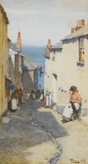 A Newlyn street scene by R.I. Walter Langley, watercolour, sold Nov 2009